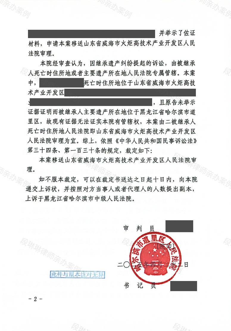 段琳琳律师亲办案例脱敏文书第2页