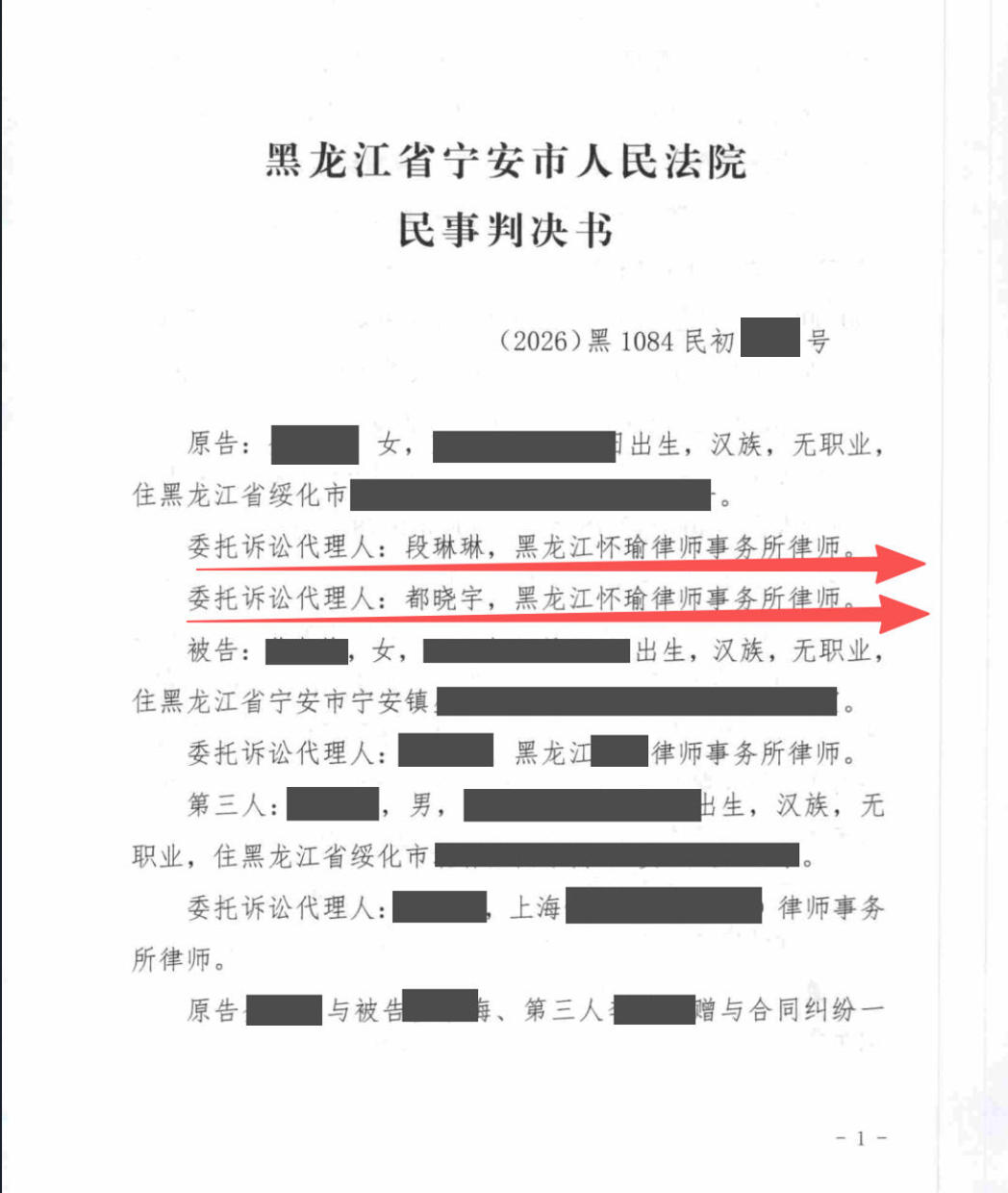 无亲密证据也能追回婚内赠与？段琳琳律师构建闭环证据链，助原配全额追回40余万元赠与款脱敏文书封面