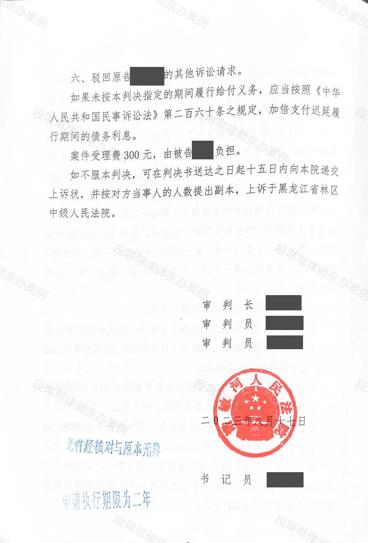 段琳琳律师亲办案例脱敏文书第3页