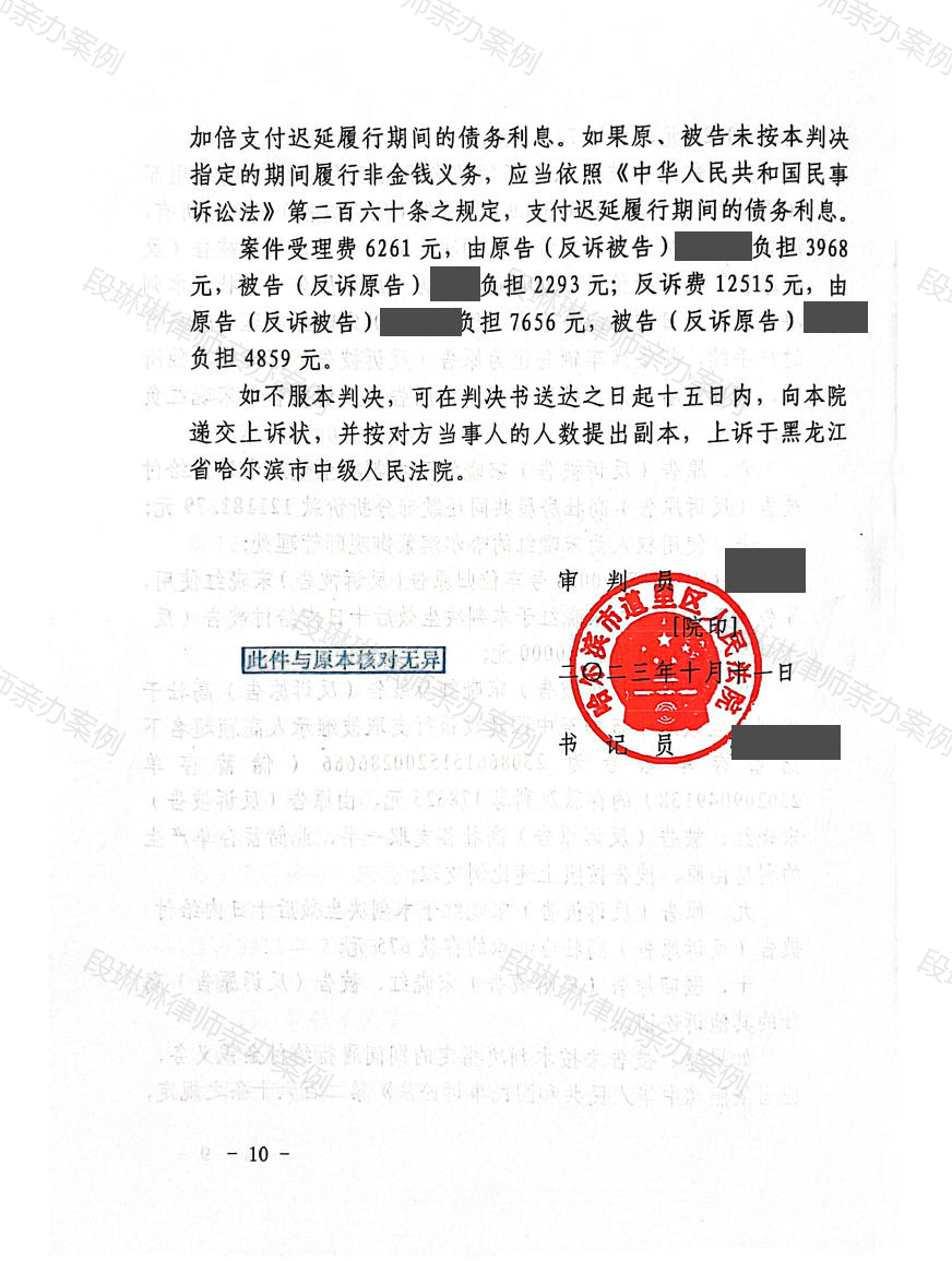 段琳琳律师亲办案例脱敏文书第2页