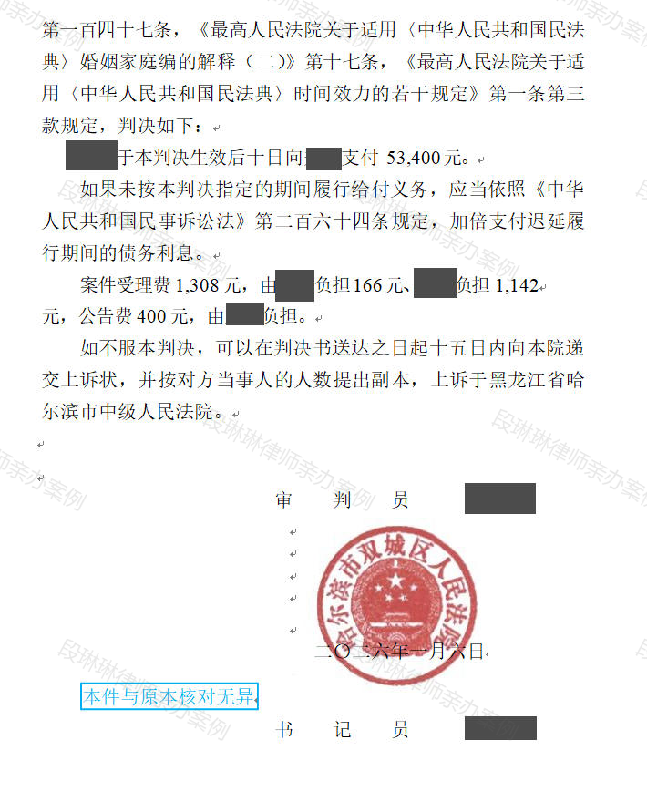 段琳琳律师亲办案例脱敏文书第2页