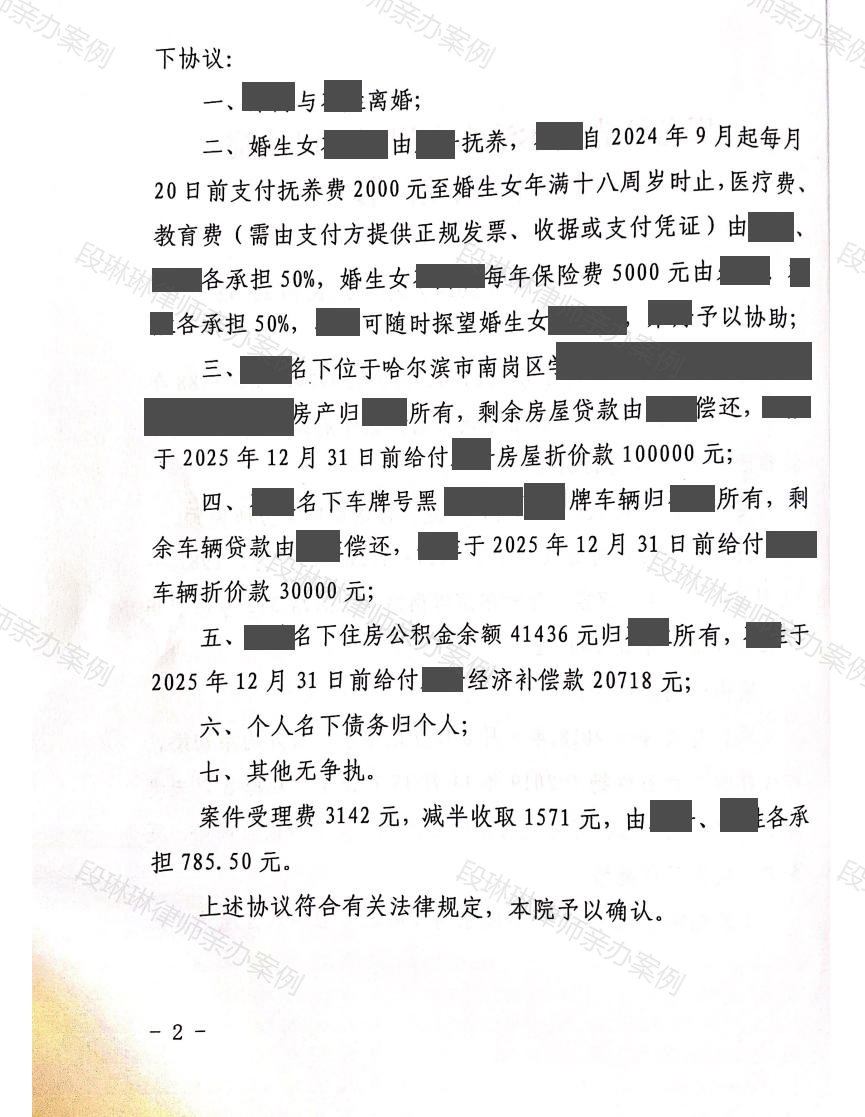 段琳琳律师亲办案例脱敏文书第2页