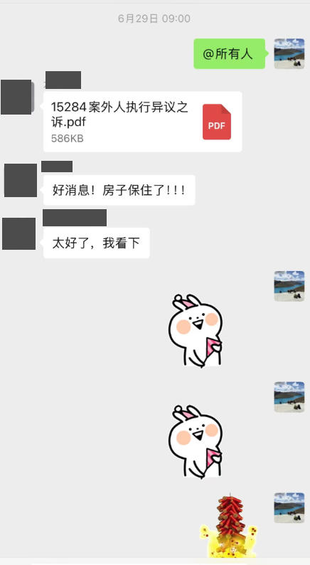 杜女士案外人执行异议之诉脱敏客户评价截图一